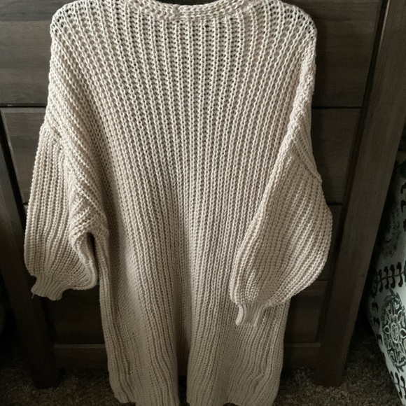 Shein Open Front Long Sweater Beige 2X - Picture 3 of 4